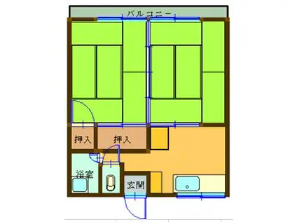 エントランス西(2K/2階)の間取り写真