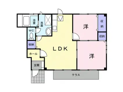 カンフォート松島I(2LDK/1階)の間取り写真