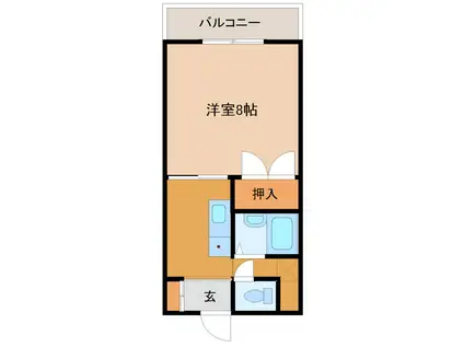 リバーサイド甘木弐番館(1K/1階)の間取り写真
