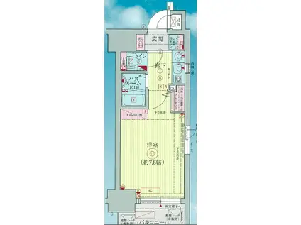 エステムコート三宮山手Ⅱソアーレ(1K/10階)の間取り写真