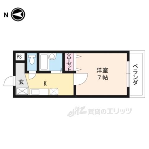 ビューテラスK(1K/2階)の間取り写真