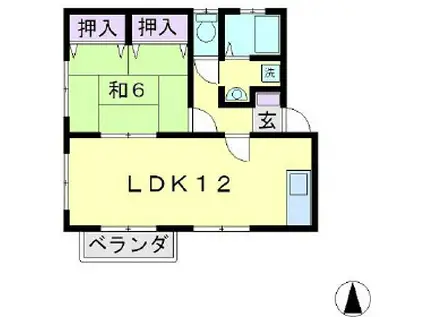 メゾンナガサカ(1LDK/2階)の間取り写真