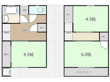 とじまアパート(3DK/1階)の間取り写真