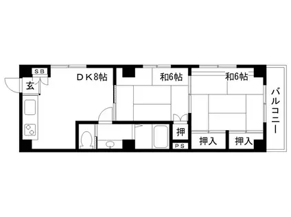 マンション安東(2DK/3階)の間取り写真