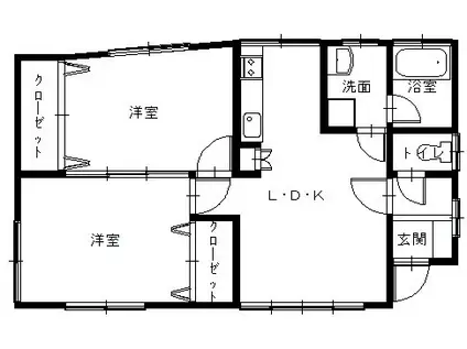 松下アパート(2LDK/3階)の間取り写真