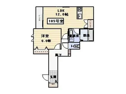 ベル湘南片瀬(1LDK/1階)の間取り写真