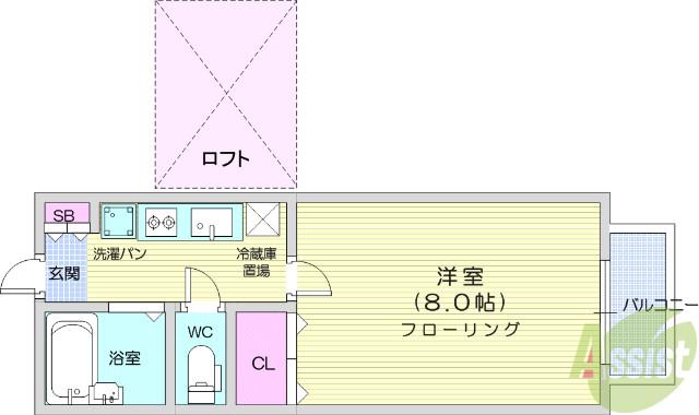 クレセール南吉成弐番館(1K/1階)の間取り写真