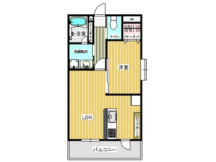 チアフルビューティ月出II(1LDK/3階)の間取り写真