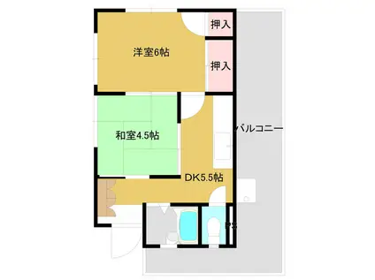 アドニスハイツ(2DK/3階)の間取り写真