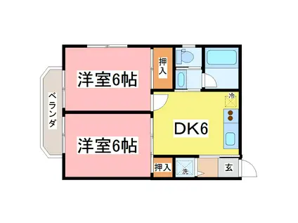 シャンパーニュSAKO(2DK/1階)の間取り写真