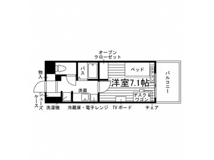学生会館 スフィーダ仙台広瀬町(ワンルーム/4階)の間取り写真