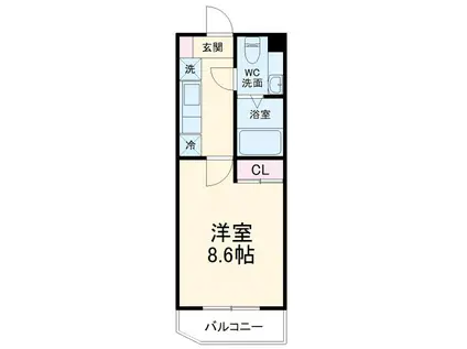 LOCS SHINYURIGAOKA(1K/4階)の間取り写真