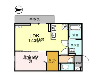 メゾンクレール瀬田北(1LDK/2階)の間取り写真