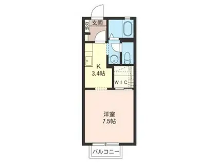 シャーメゾン新松戸(1K/1階)の間取り写真