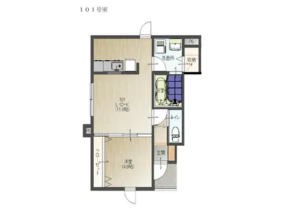 EDOII B(1LDK/1階)の間取り写真