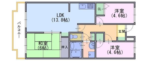 レオパルド(3LDK/4階)の間取り写真
