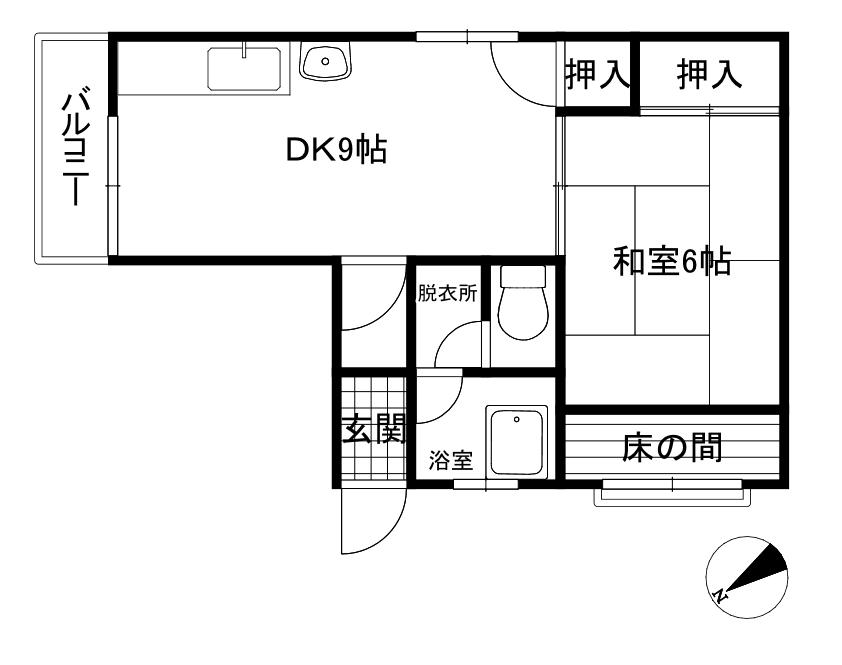 帝塚山マンション(1DK/2階)の間取り写真