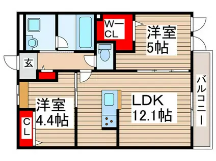RICHESSE(2LDK/2階)の間取り写真