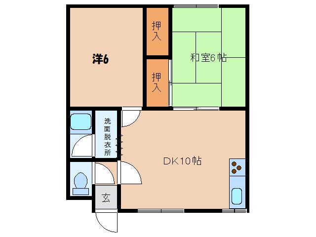コーポ衣笠 NO5(2DK/2階)の間取り写真