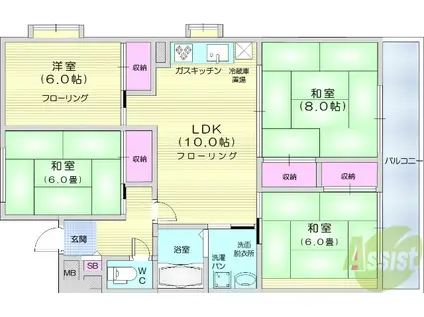 協栄マンション(4LDK/5階)の間取り写真