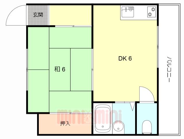 ながすダンダンハウス(1DK/6階)の間取り写真