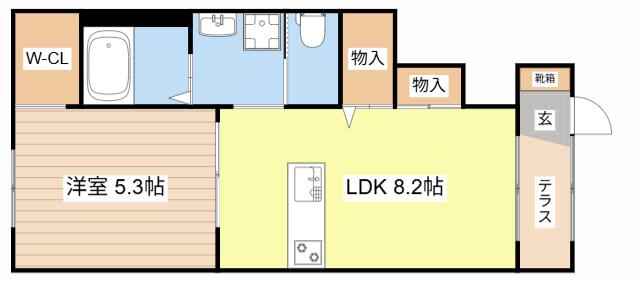 PATIO・DX(1LDK/1階)の間取り写真