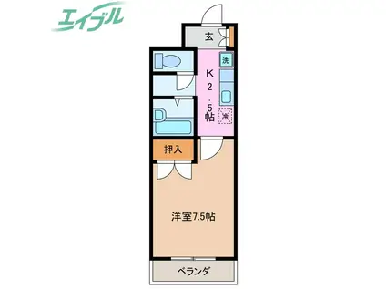 ボナール(1K/2階)の間取り写真