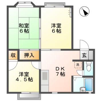 パストラールE(3DK/2階)の間取り写真