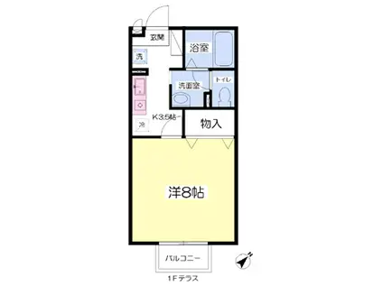 リバーサイド下小路(1K/2階)の間取り写真