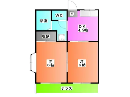 第一河村ハイツ(2DK/1階)の間取り写真