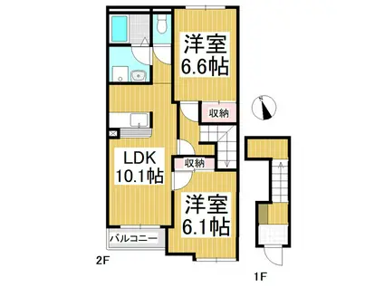 グランティス(2LDK/2階)の間取り写真