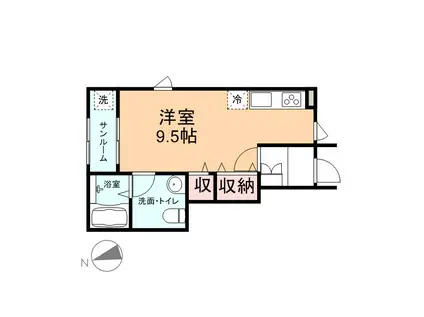 REVEII(ワンルーム/1階)の間取り写真