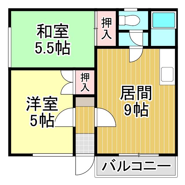 コーポラスエミ(2DK/2階)の間取り写真