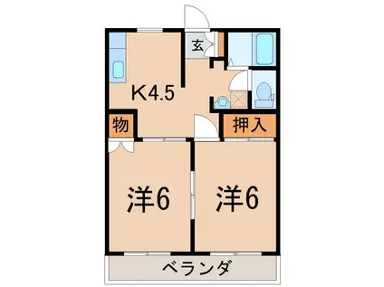 アミィハイム(2K/1階)の間取り写真