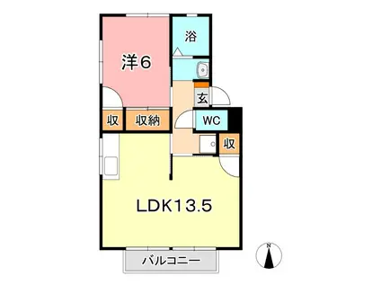 レインボーパレスA(1LDK/2階)の間取り写真
