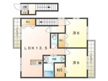 ラークブリエ南(2LDK/2階)の間取り写真