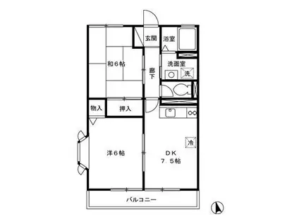 ファミールコート(2DK/1階)の間取り写真