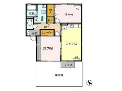 レジデンス大岡(2DK/1階)の間取り写真