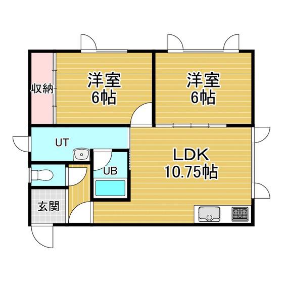 ハイツひとみ(2LDK/2階)の間取り写真