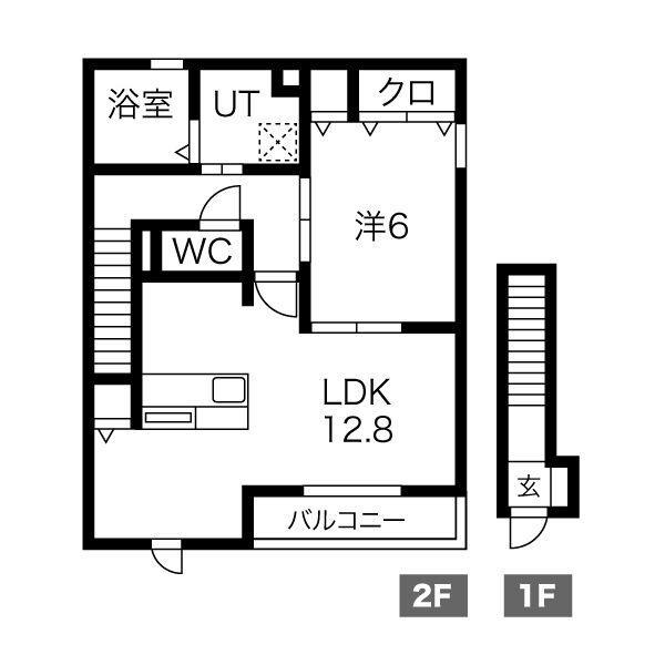 エルヴィータIV(1LDK/2階)の間取り写真