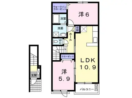 グランパール延方III(2LDK/2階)の間取り写真