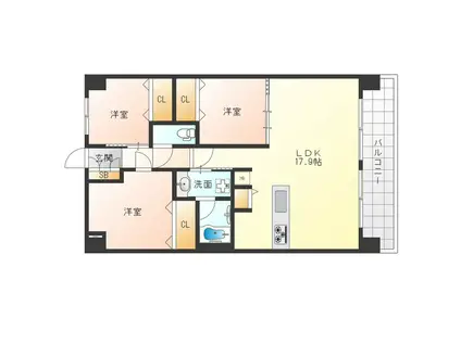 スプランディッド梅田グランノース(3LDK/6階)の間取り写真