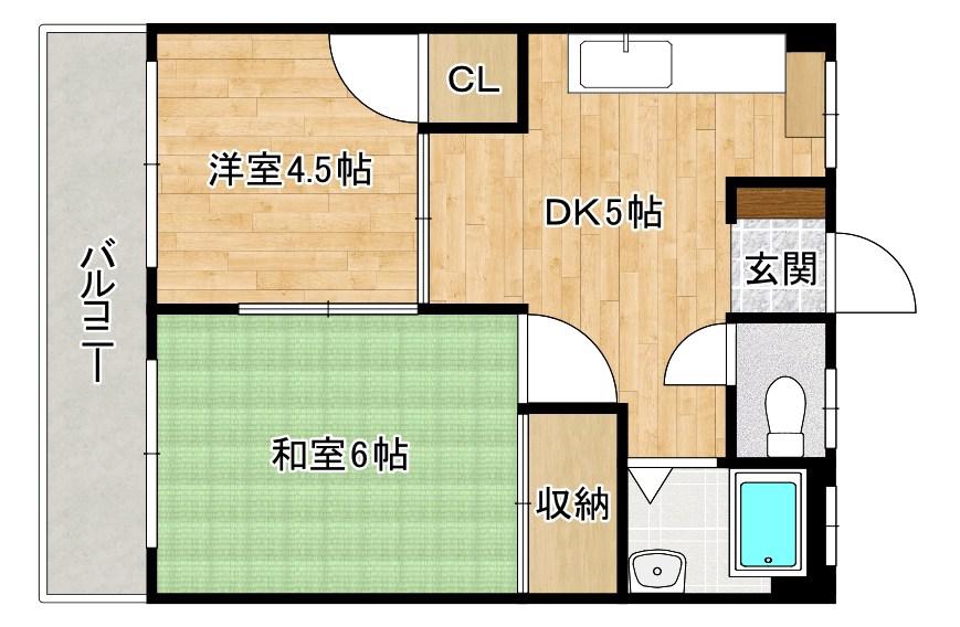 中村ビル(2DK/5階)の間取り写真