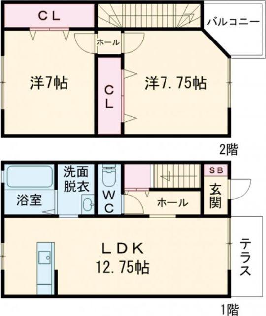 ラ・スカーラ(2LDK/1階)の間取り写真
