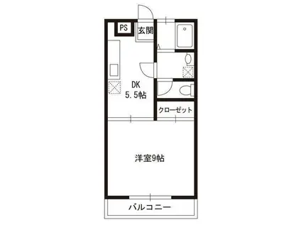 ヒルトップマンション(1DK/3階)の間取り写真