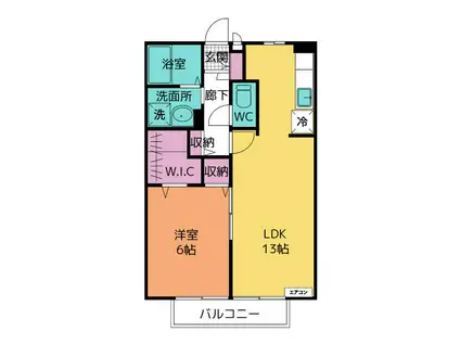 ジュネス舟橋(1LDK/2階)の間取り写真