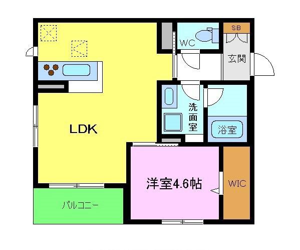 ウインドベル堺東(1LDK/2階)の間取り写真