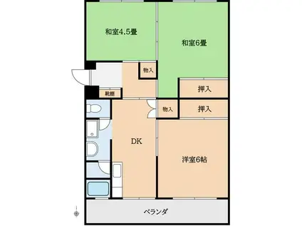 西日本かなえ第一ビル(3DK/4階)の間取り写真