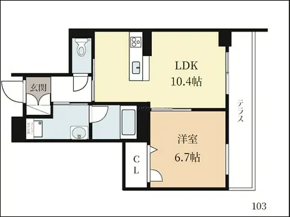 シャーメゾン 碩(1LDK/1階)の間取り写真