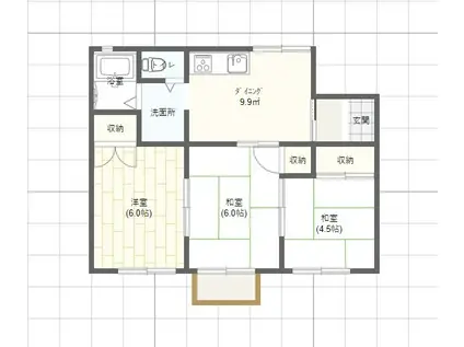 グランドハイツ(3DK/1階)の間取り写真